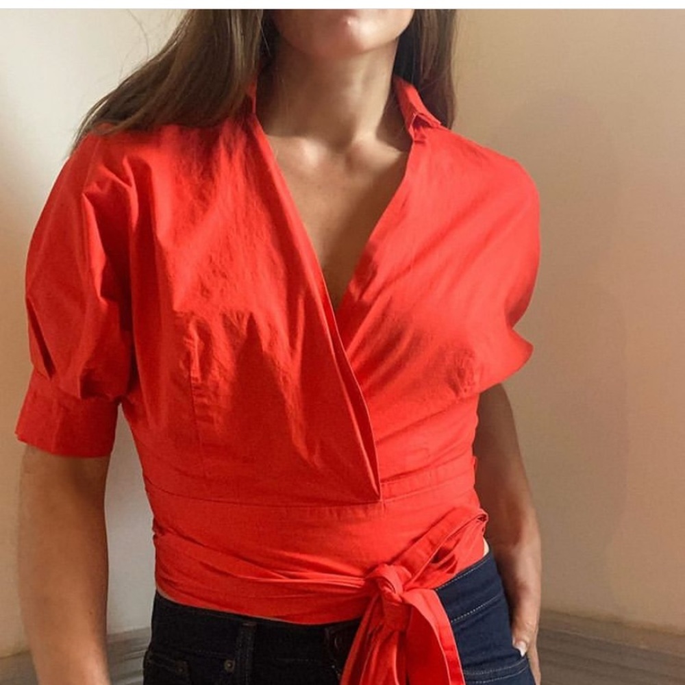 Habitual wrap top in orange